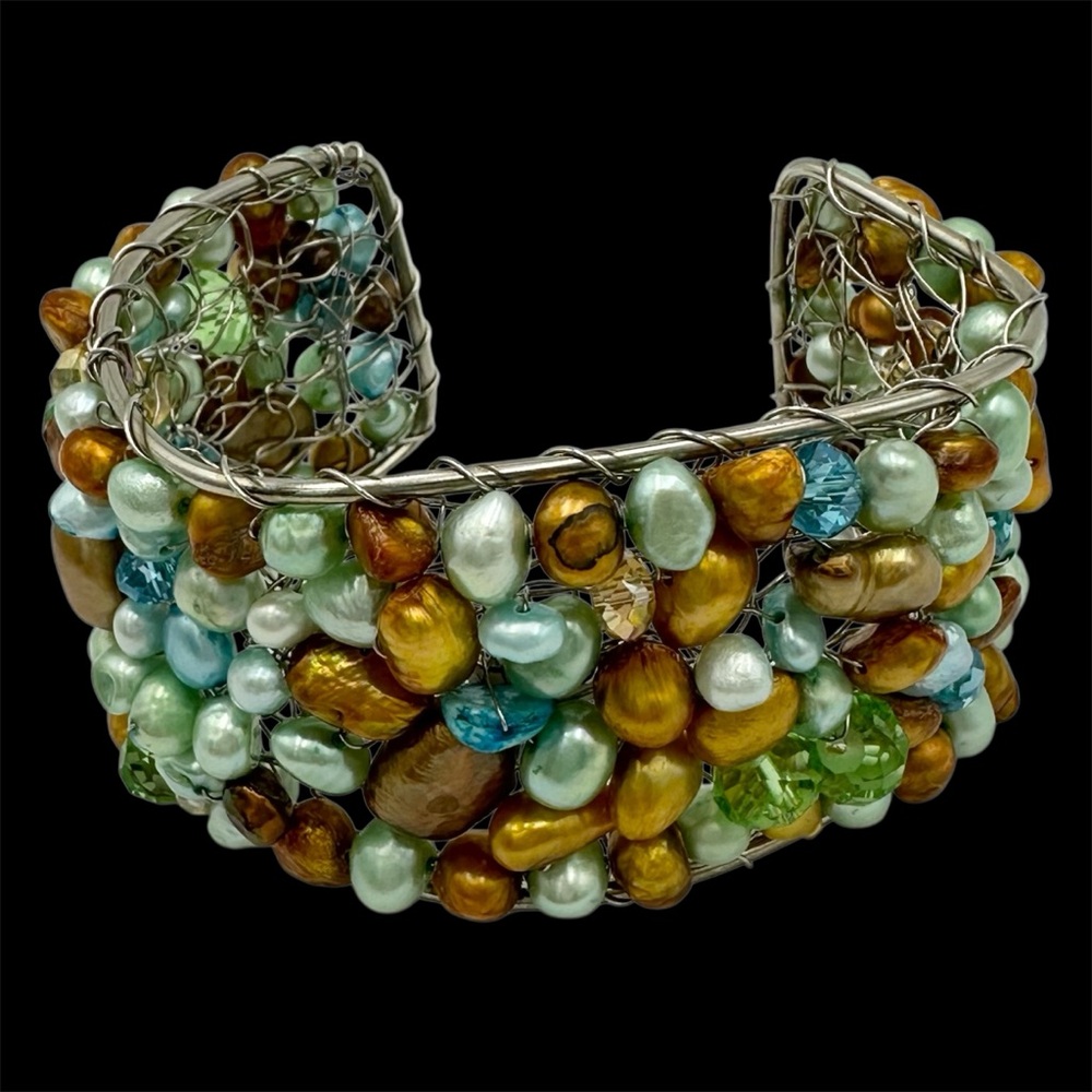 Elly Preston Susie Chalcedony Pearl Cuff Bracelet